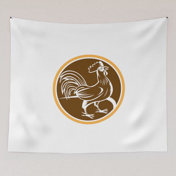 Item preview, Chicken Rooster Side Circle Woodcut designed and sold by patrimonio.