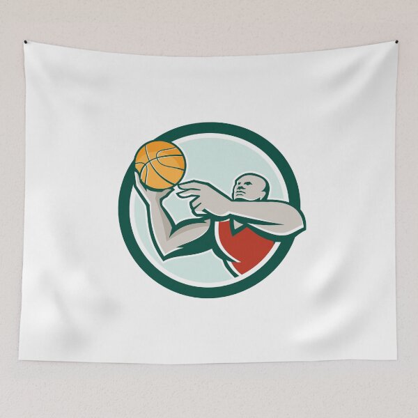 Item preview, Basketball Player Lay Up Ball Circle Retro designed and sold by patrimonio.