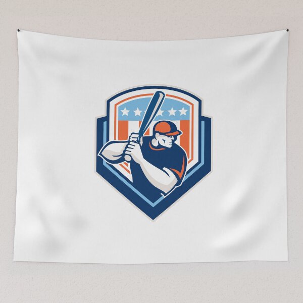 Aperçu de l'œuvre American Baseball Batter Hitter Shield Retro créée et vendue par patrimonio.