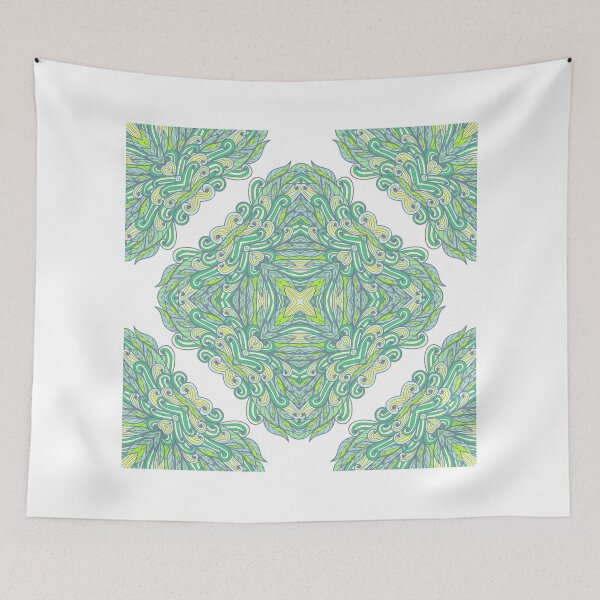 Item preview, Hand drawn green ornamental rectangles designed and sold by Patternalized.