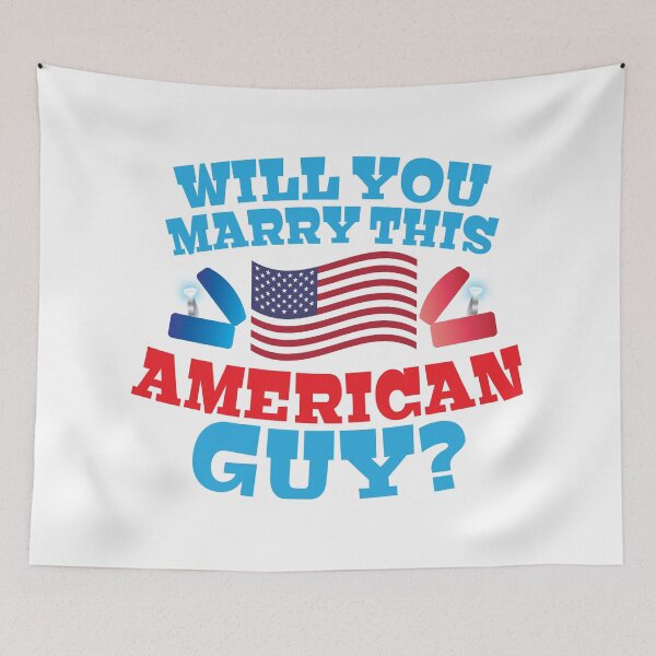 Item preview, Will you marry this American guy? with silver proposal rings red white and blue designed and sold by jazzydevil.