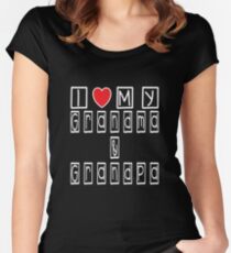 I Love My Grandma and Grandpa Family Love Heart Gift Women's Fitted Scoop T-Shirt