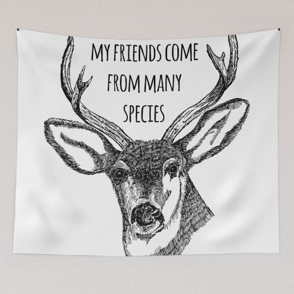 Item preview, My friends come from many species - Positive Quote + Vintage illustratione  designed and sold by twisttheprint.