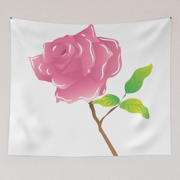 Item preview, A stem pink rose on white designed and sold by AnnArtshock.