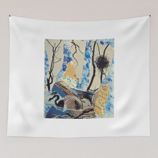 Item preview, Blue Heron Torn Paper Collage designed and sold by JoAnnFineArt.