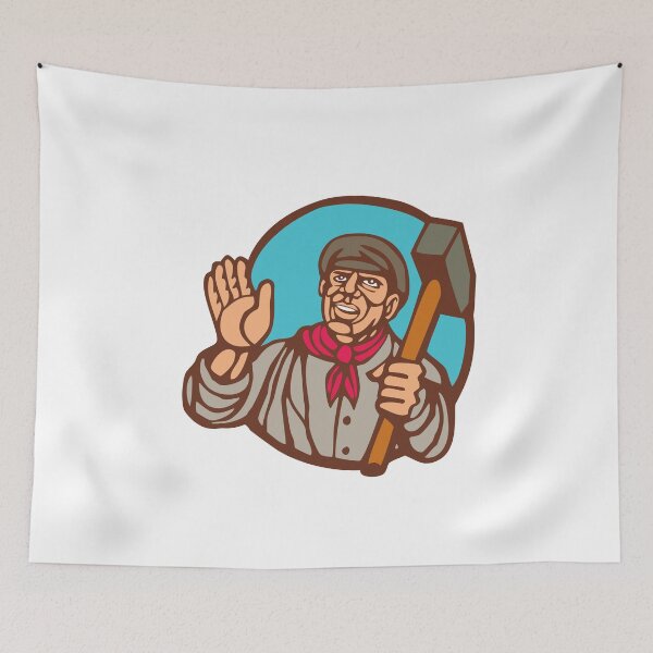 Item preview, Union Worker With Sledgehammer Linocut designed and sold by patrimonio.