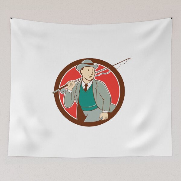Item preview, Vintage Fly Fisherman Bowler Hat Cartoon designed and sold by patrimonio.