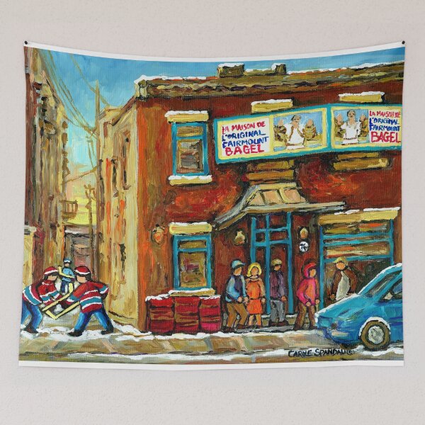 Item preview, HOCKEY GAME NEAR THE FAIRMOUNT BAGEL MONTREAL  designed and sold by Carole  Spandau.