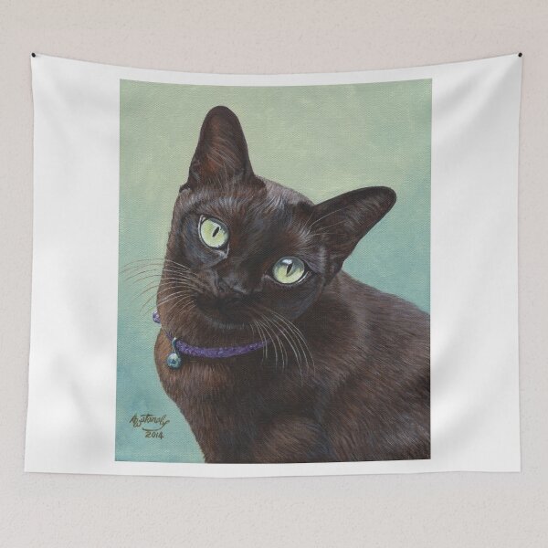 Item preview, Black Burmese Cat Moose - Rectangle designed and sold by artbyakiko.