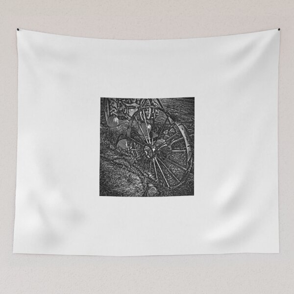 Item preview, Wagon Wheel Harvest On The Farm Monochrome Black and White designed and sold by adriturner.