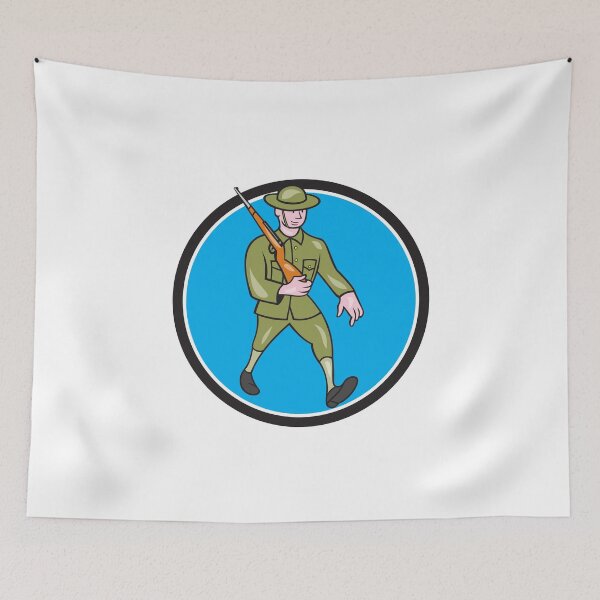 Item preview, World War One Soldier British Marching Circle Cartoon designed and sold by patrimonio.