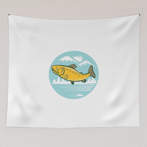 Item preview, Brown Trout Jumping Circle Cartoon designed and sold by patrimonio.