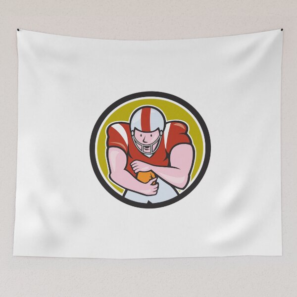 Item preview, American Football Running Back Shield Cartoon designed and sold by patrimonio.
