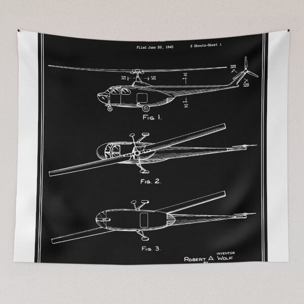 Artikelvorschau, Hubschrauber Patent - Schwarz entworfen und verkauft von FinlayMcNevin.