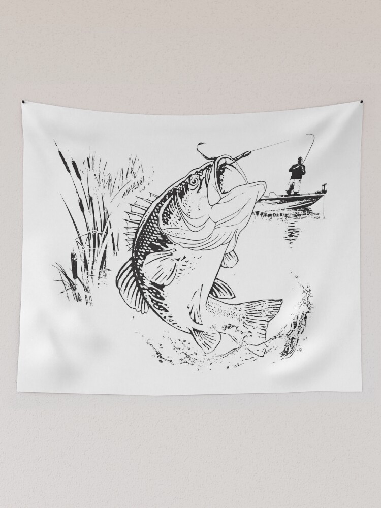 Bass Fishing Tapestry for Sale by Salmoneggs