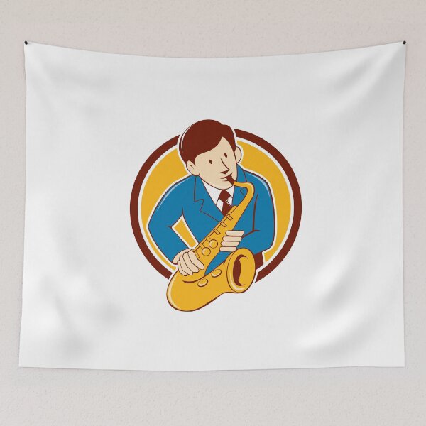 Item preview, Musician Playing Saxophone Circle Cartoon designed and sold by patrimonio.