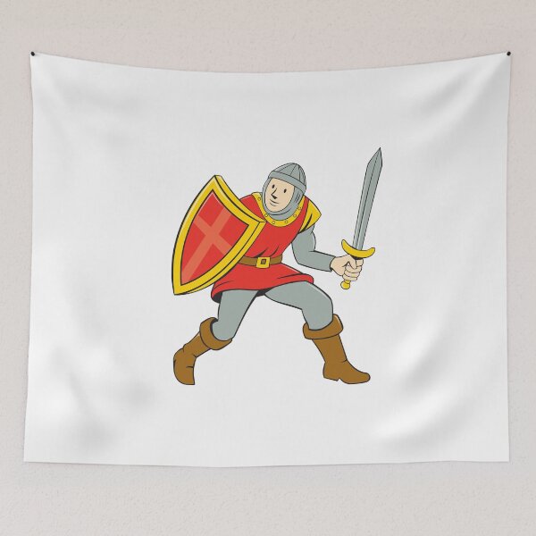 Aperçu de l'œuvre Medieval Knight Shield Sword Standing Cartoon créée et vendue par patrimonio.
