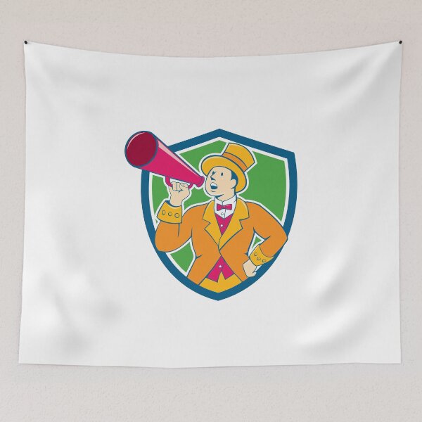 Item preview, Circus Ringmaster Bullhorn Crest Cartoon designed and sold by patrimonio.