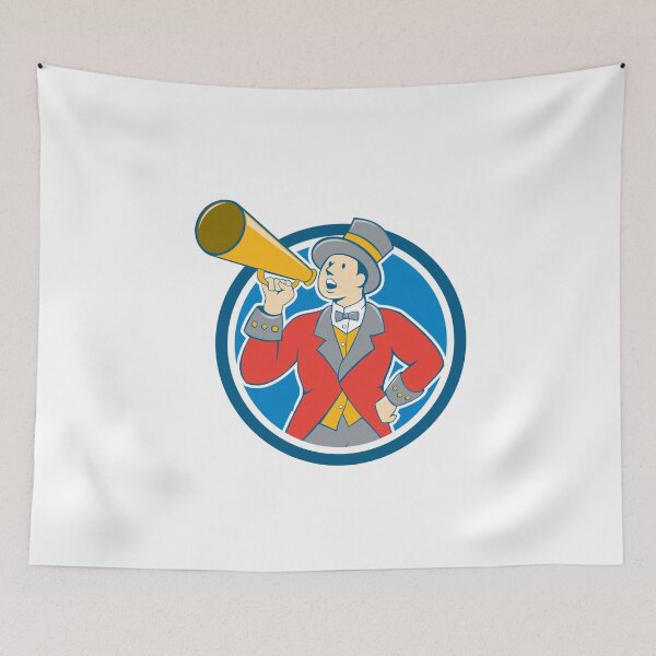 Item preview, Circus Ringmaster Bullhorn Circle Cartoon designed and sold by patrimonio.