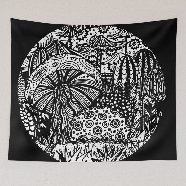 Item preview, Mushroom Circle Var 1 - Black Surround - Transparent Centre - Aussie Tangle by Heather designed and sold by Heatherian.