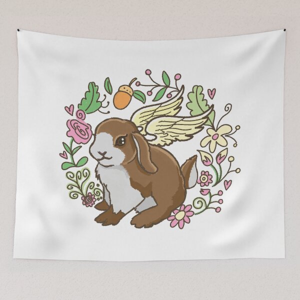 Item preview, little flying bunny amongst the flowers designed and sold by jazzydevil.