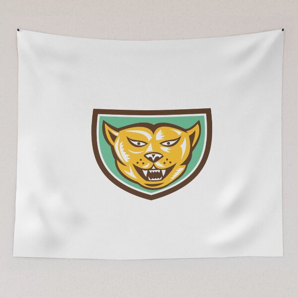 Item preview, Puma Mountain Lion Head Shield Woodcut designed and sold by patrimonio.
