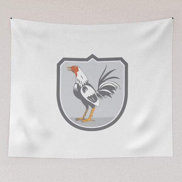 Aperçu de l'œuvre Cockerel Rooster Standing Shield Retro créée et vendue par patrimonio.
