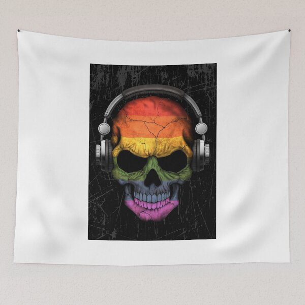Item preview, Dj Skull with Gay Pride Rainbow Flag designed and sold by JeffBartels.
