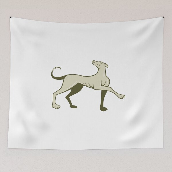 Aperçu de l'œuvre Greyhound Dog Marching Looking Up Cartoon créée et vendue par patrimonio.