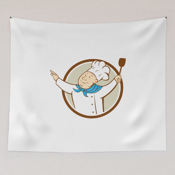 Item preview, Chef Cook Arms Out Spatula Circle Cartoon designed and sold by patrimonio.