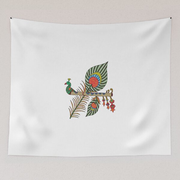 Item preview, flute and feathers kalamkari designed and sold by sriknick.