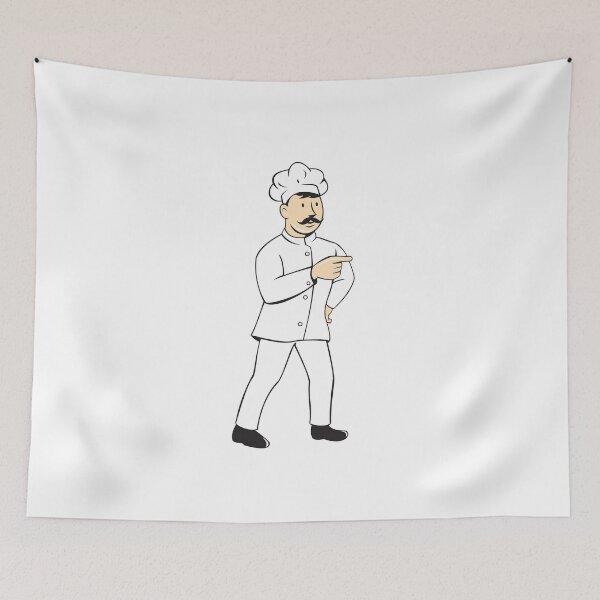 Item preview, Chef Cook Mustache Standing Pointing Cartoon designed and sold by patrimonio.