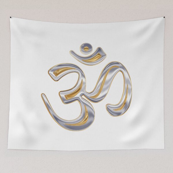 Item preview, OM design, shiny gold, silver, platinum, perfect yoga designed and sold by TJ Devadatta Best.