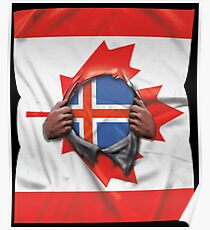 Iceland Flag Canadian Flag Ripped Open - Gift For Icelandic From Iceland Poster