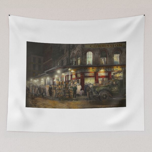 Item preview, City - NY - Washington Street Market, buying at night - 1952 designed and sold by Mike Savad Photography.