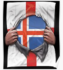 Iceland Flag English Flag Ripped Open - Gift For Icelandic From Iceland Poster