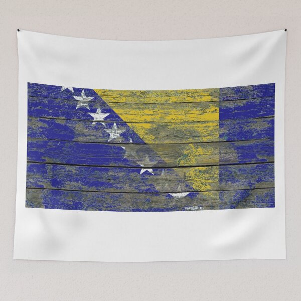 Item preview, Flag of Bosnia-Herzegovina on Rough Wood Boards Effect designed and sold by JeffBartels.