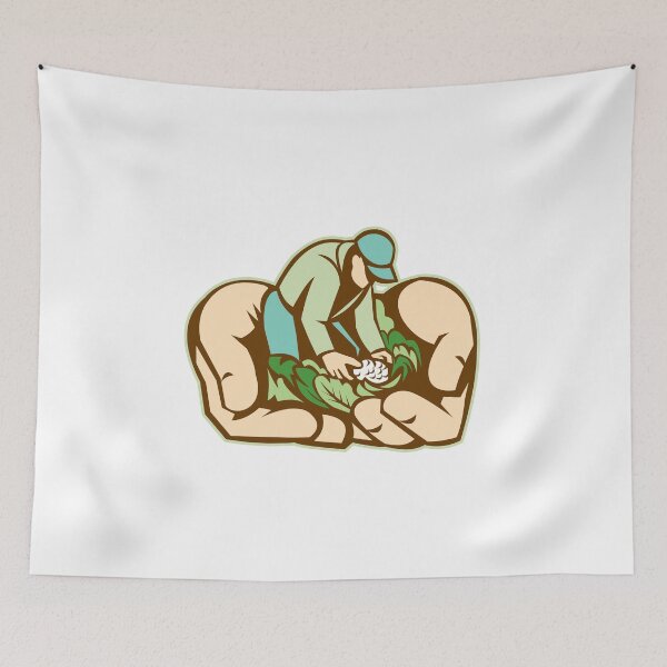 Item preview, Hands Holding Organic Farmer Produce Retro designed and sold by patrimonio.