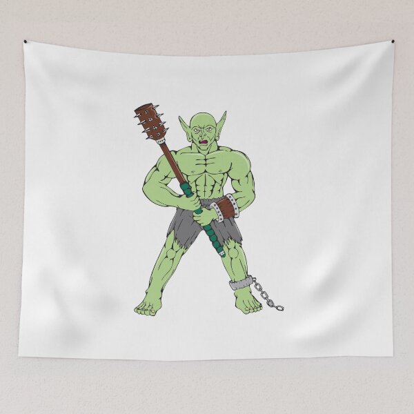 Item preview, Orc Warrior Wielding Club Cartoon designed and sold by patrimonio.