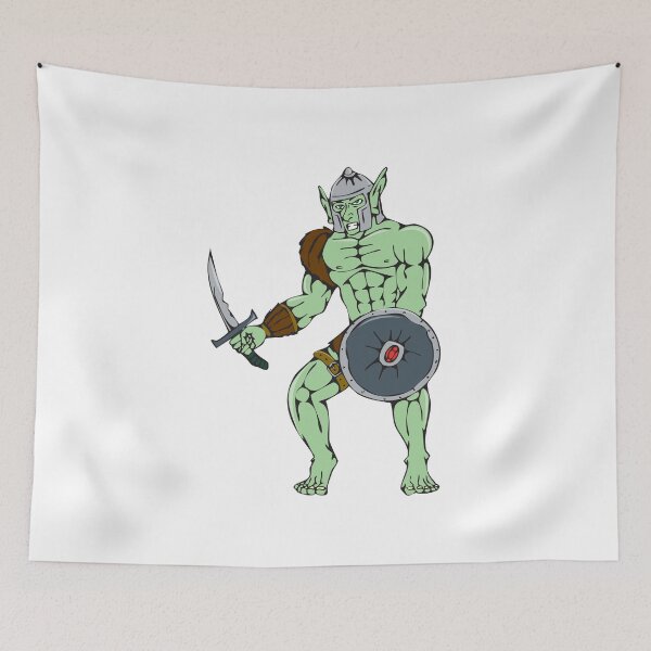 Item preview, Orc Warrior Sword Shield Cartoon designed and sold by patrimonio.