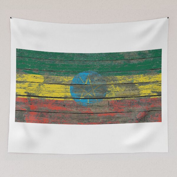 Item preview, Flag of Ethiopia on Rough Wood Boards Effect designed and sold by JeffBartels.