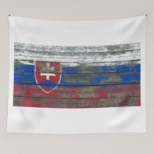 Item preview, Flag of Slovakia on Rough Wood Boards Effect designed and sold by JeffBartels.