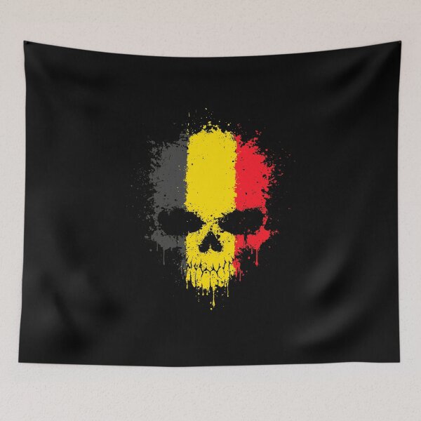 Item preview, Chaotic Belgian Flag Splatter Skull designed and sold by JeffBartels.
