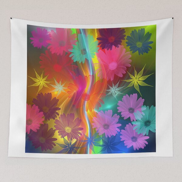 Item preview, Whimsical flowers on an abstract background designed and sold by walstraasart.