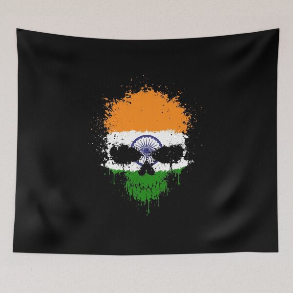 Artikelvorschau, Chaotische indische Flagge Splatter Skull entworfen und verkauft von JeffBartels.