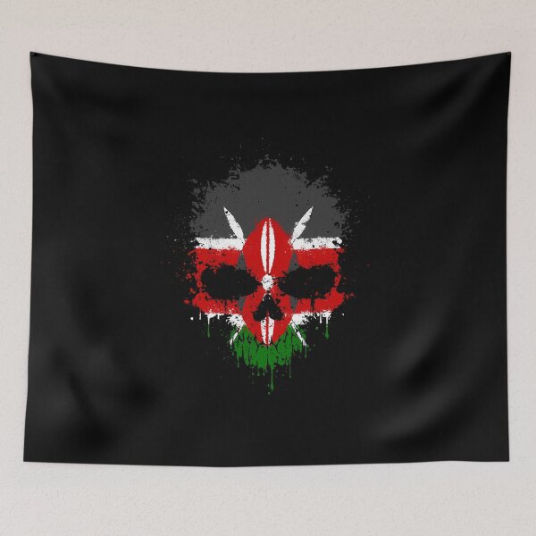 Item preview, Chaotic Kenyan Flag Splatter Skull designed and sold by JeffBartels.