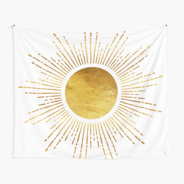 Golden Sunburst Abstract Starburst White Hot Tapestry