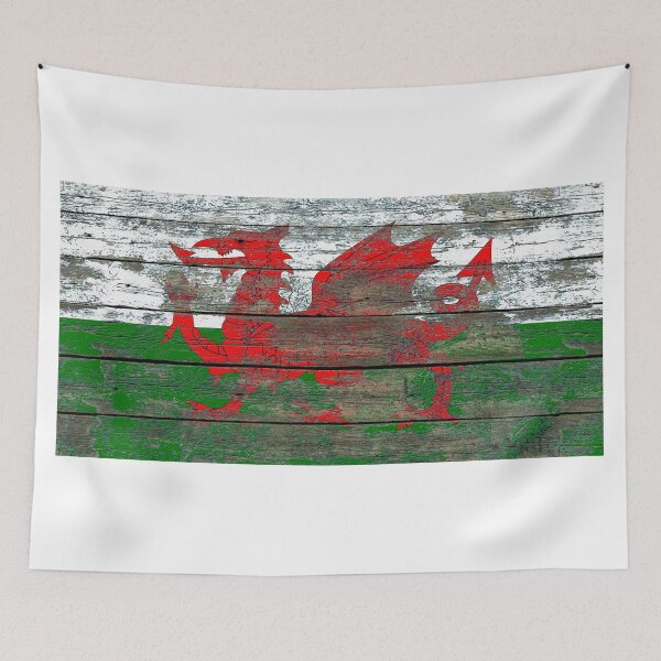 Item preview, Flag of Wales on Rough Wood Boards Effect designed and sold by JeffBartels.