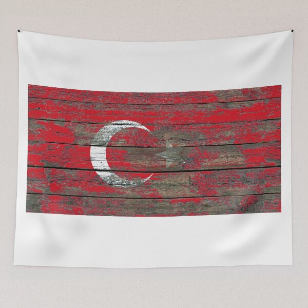 Item preview, Flag of Turkey on Rough Wood Boards Effect designed and sold by JeffBartels.