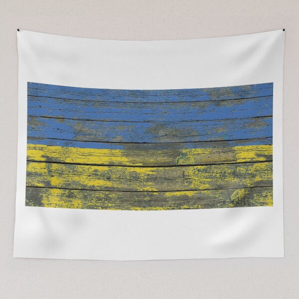 Item preview, Flag of Ukraine on Rough Wood Boards Effect designed and sold by JeffBartels.